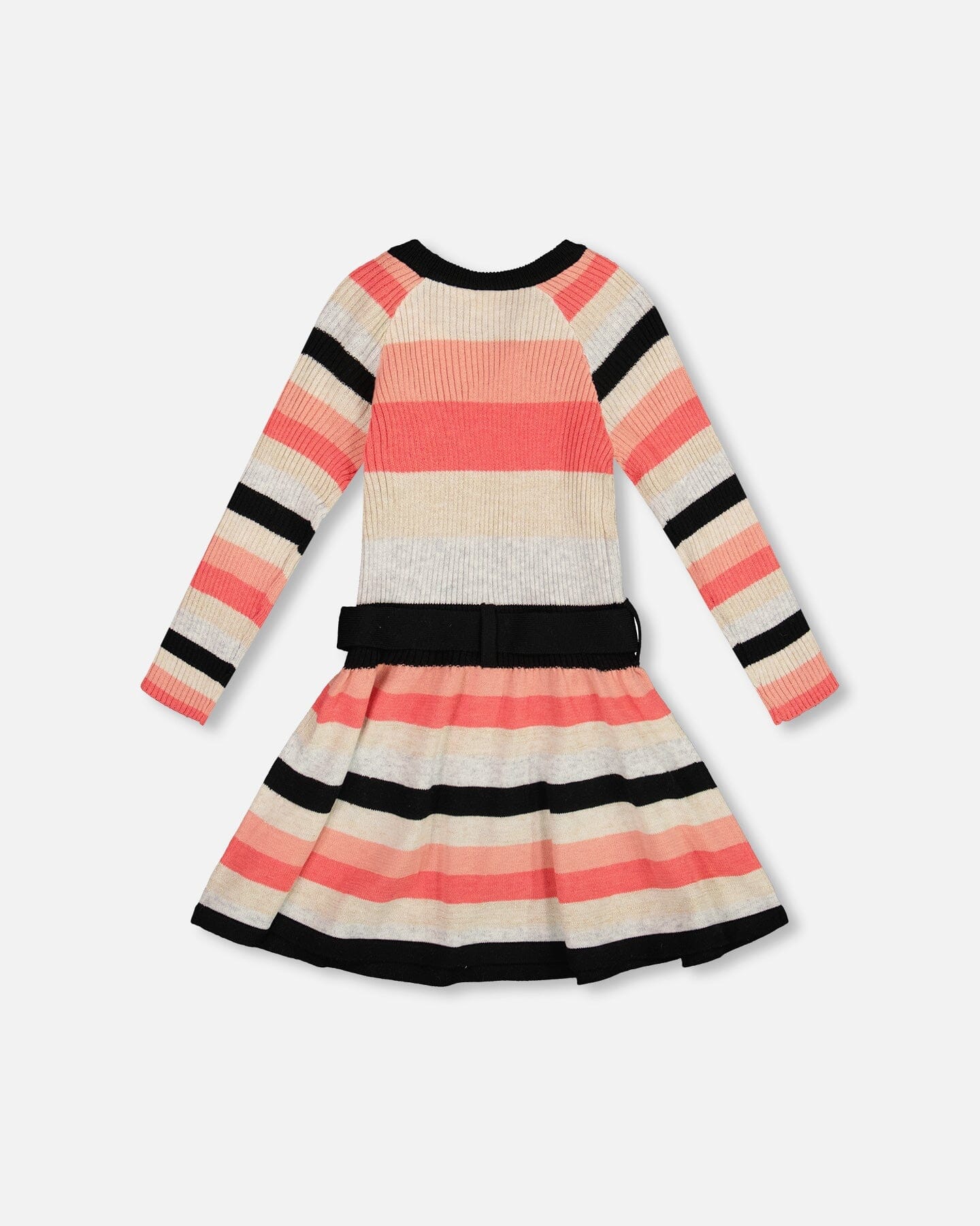 Striped Knit Dress Beige Black And Pink
