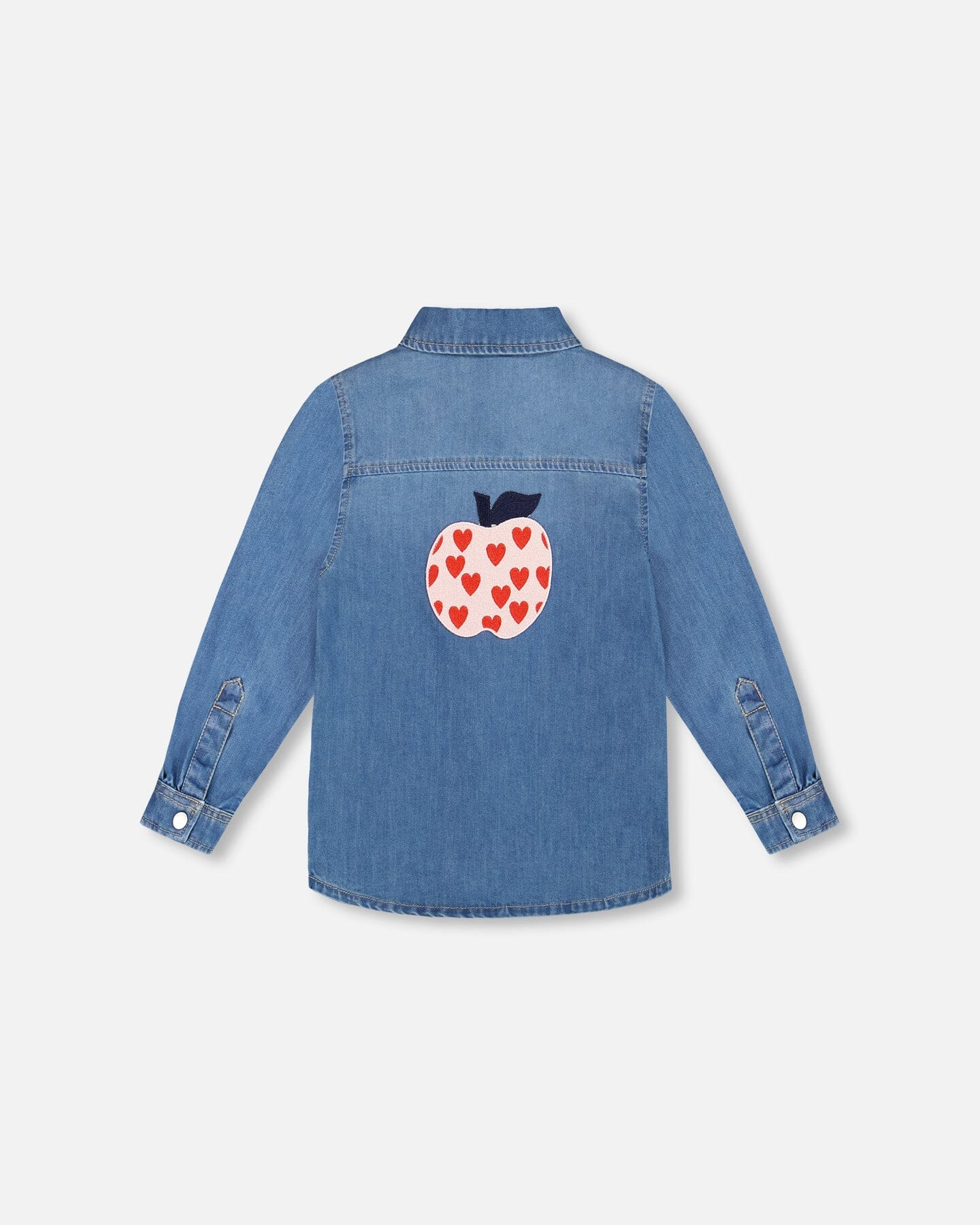 Denim Shirt Light Blue With Patch Pockets And Apple Patch
