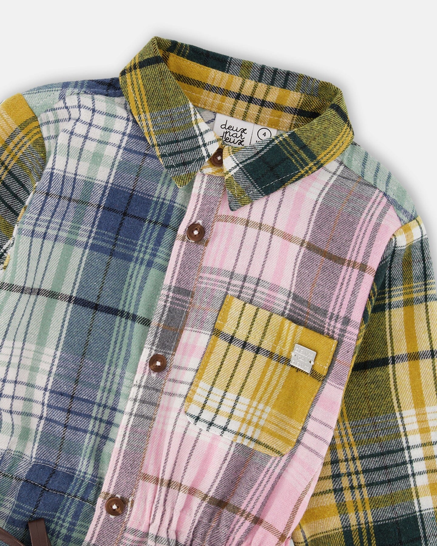 Shirt Dress With Belt Green Pink And Yellow