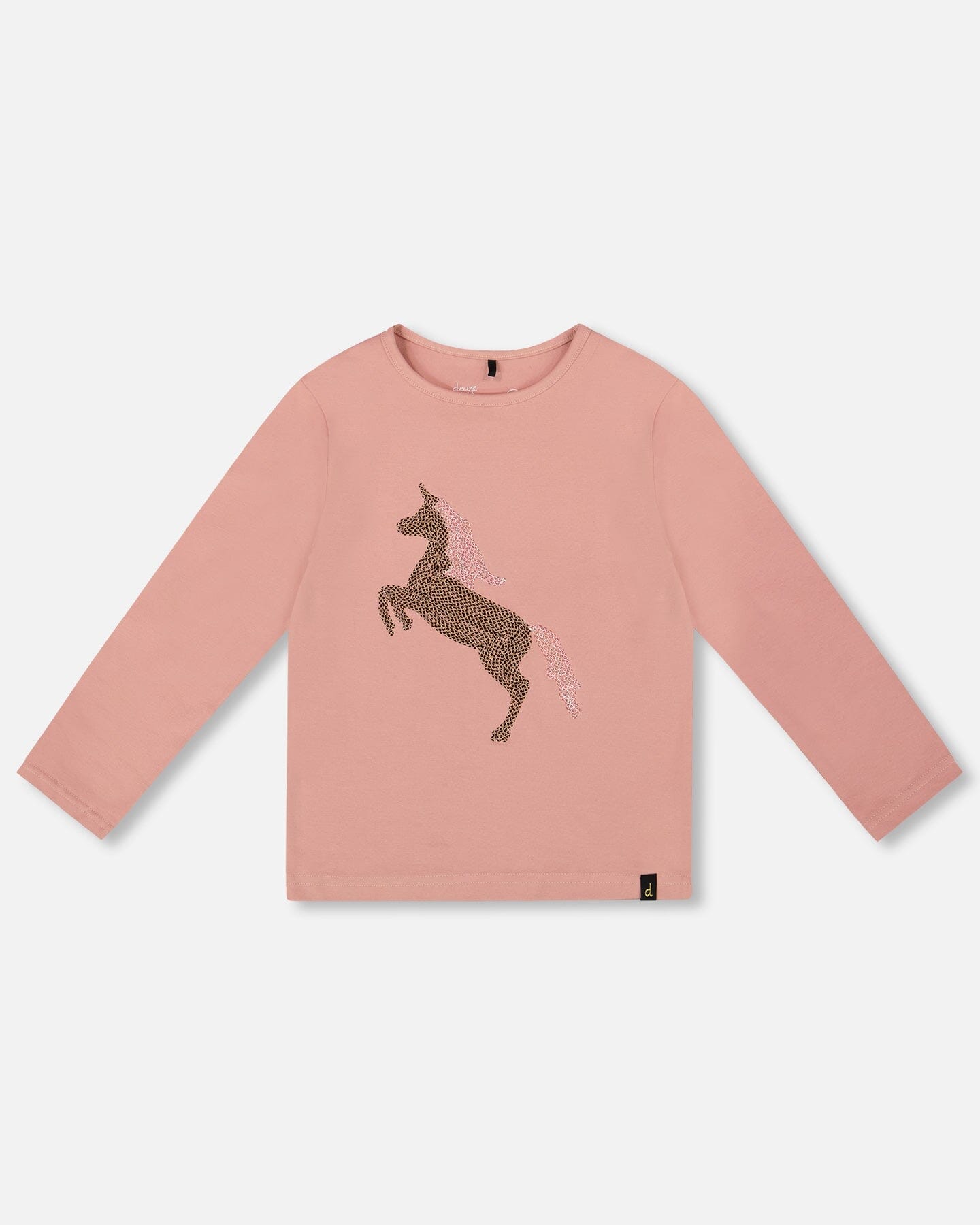 Organic Cotton Long Sleeve T-Shirt Dusty Pink With Sequin Unicorn