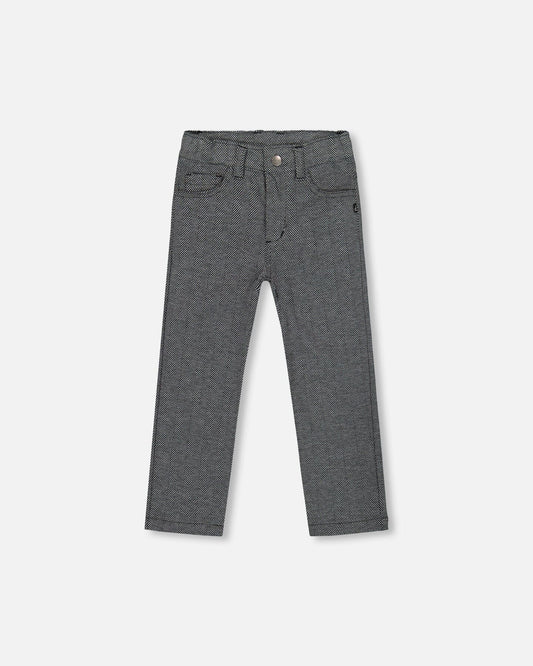 Stretch Jacquard Pants Grey Herringbone