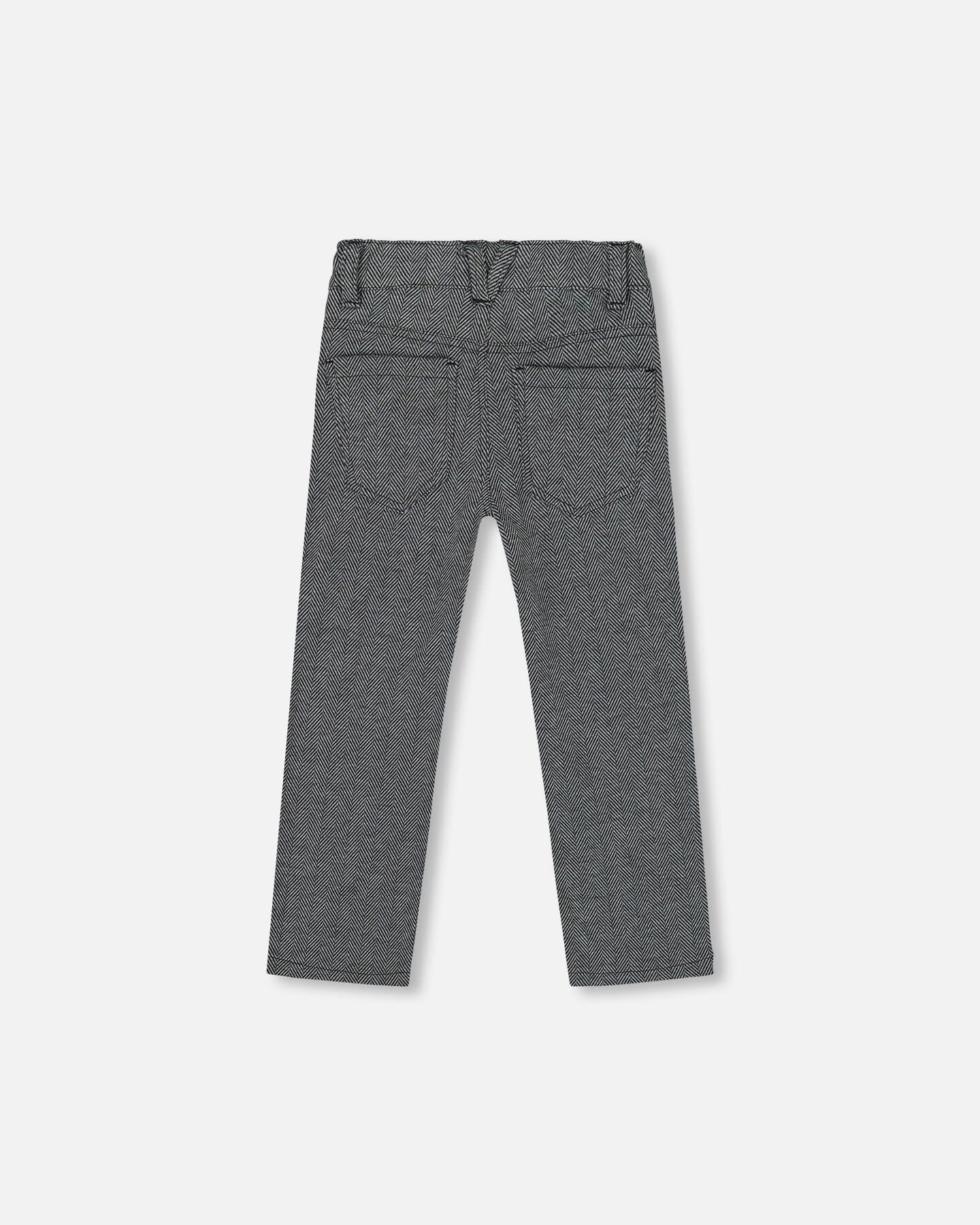 Stretch Jacquard Pants Grey Herringbone