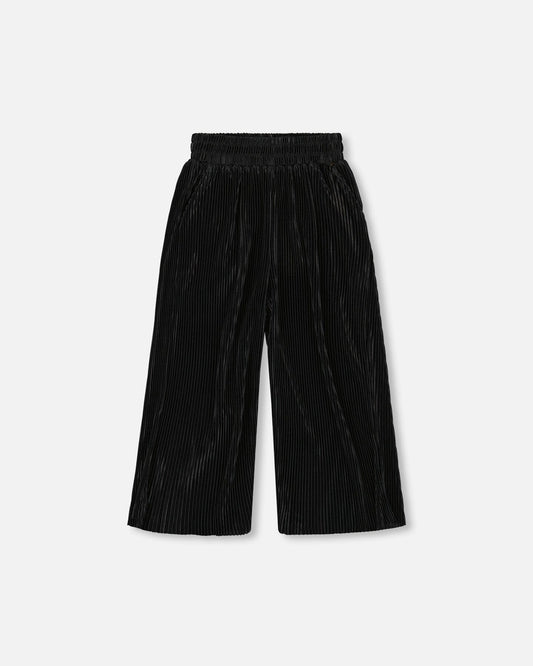 Wide Leg Pleated Pants Black