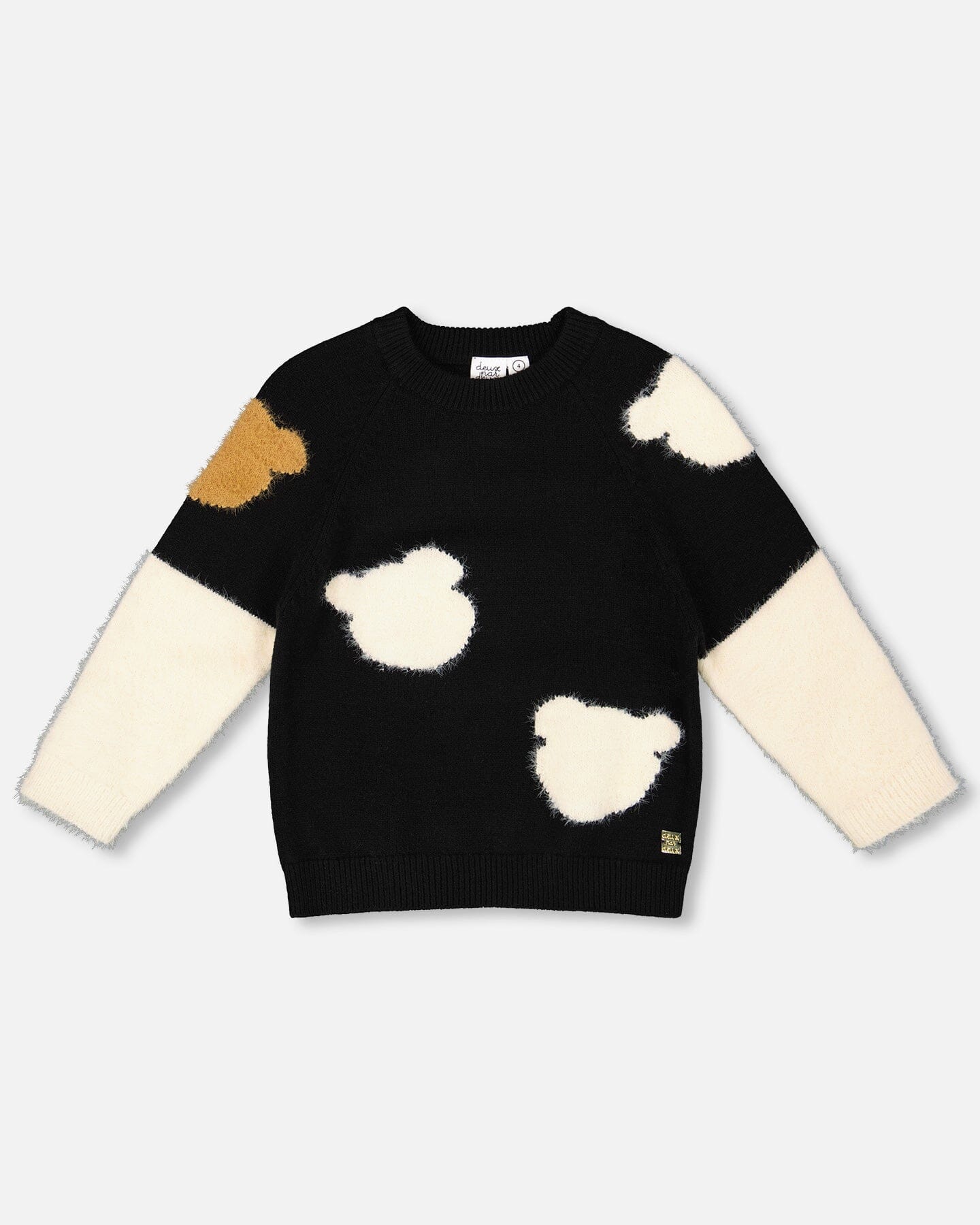 Knitted Sweater Black With Bear Intarsia