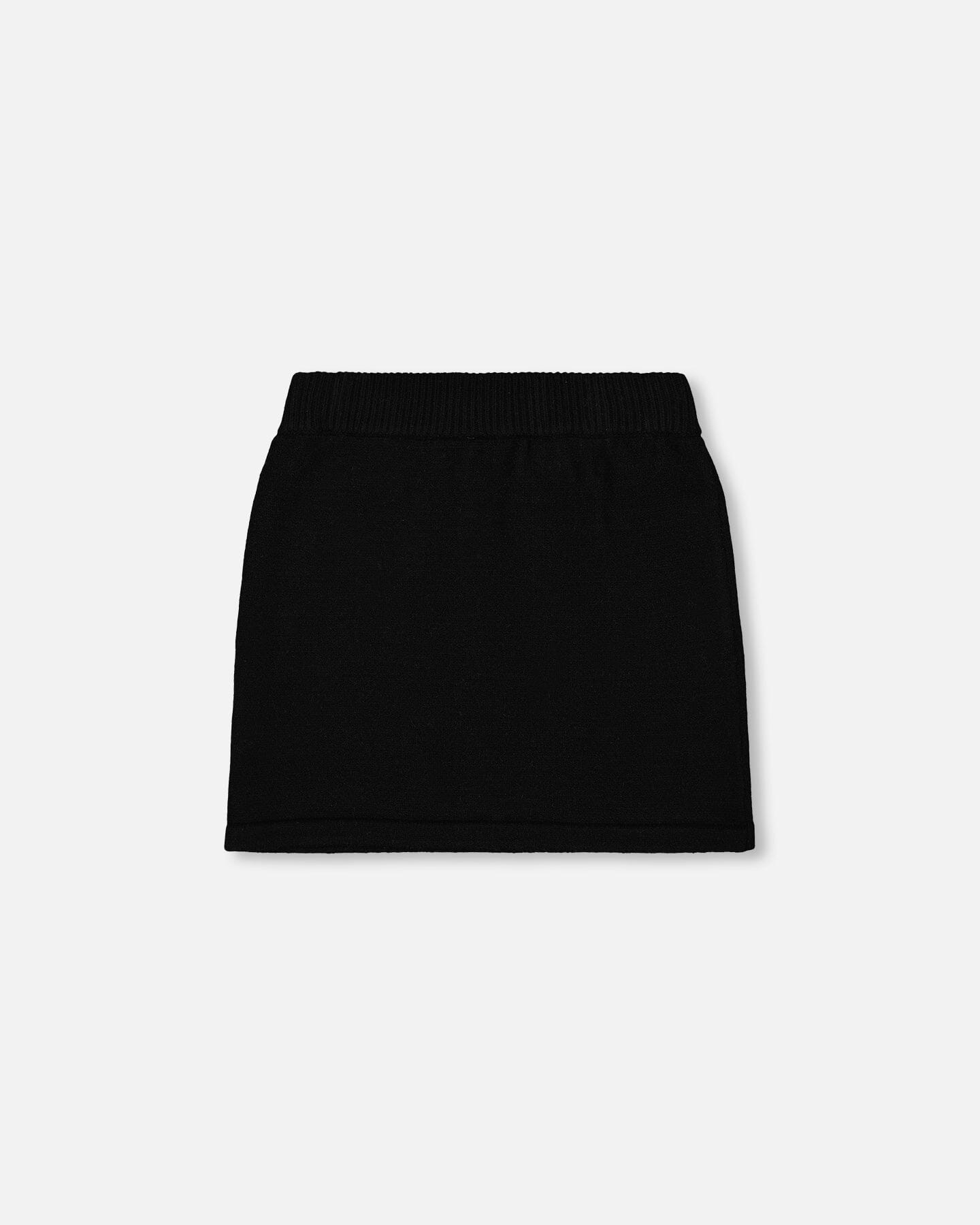 Knitted Skirt Black With Bear Intarsia