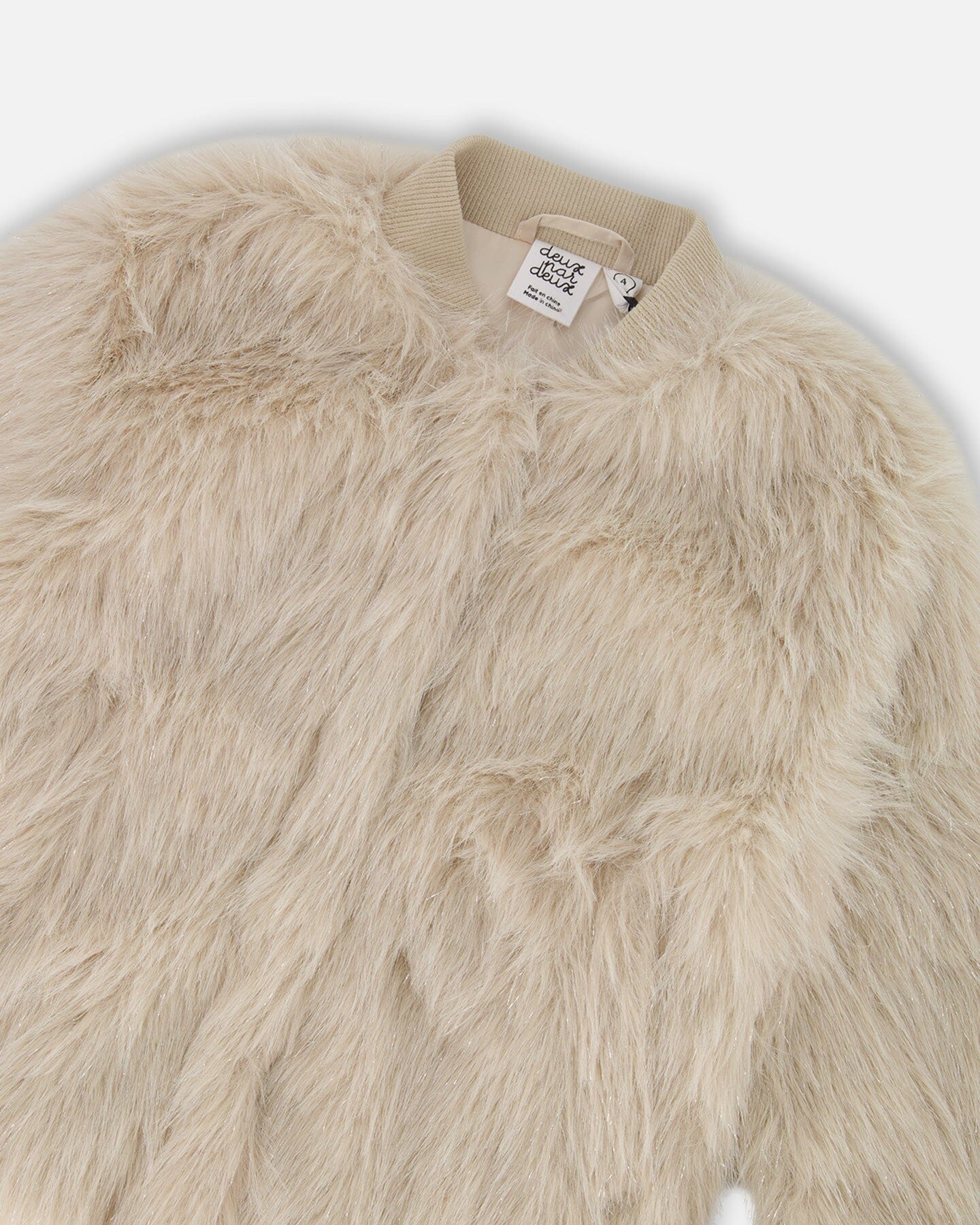 Short Faux Fur Coat Beige