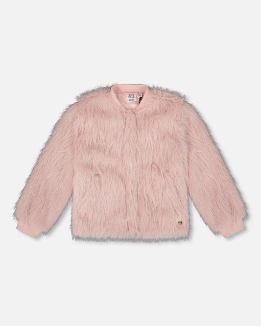 Short Faux Fur Coat Dusty Pink