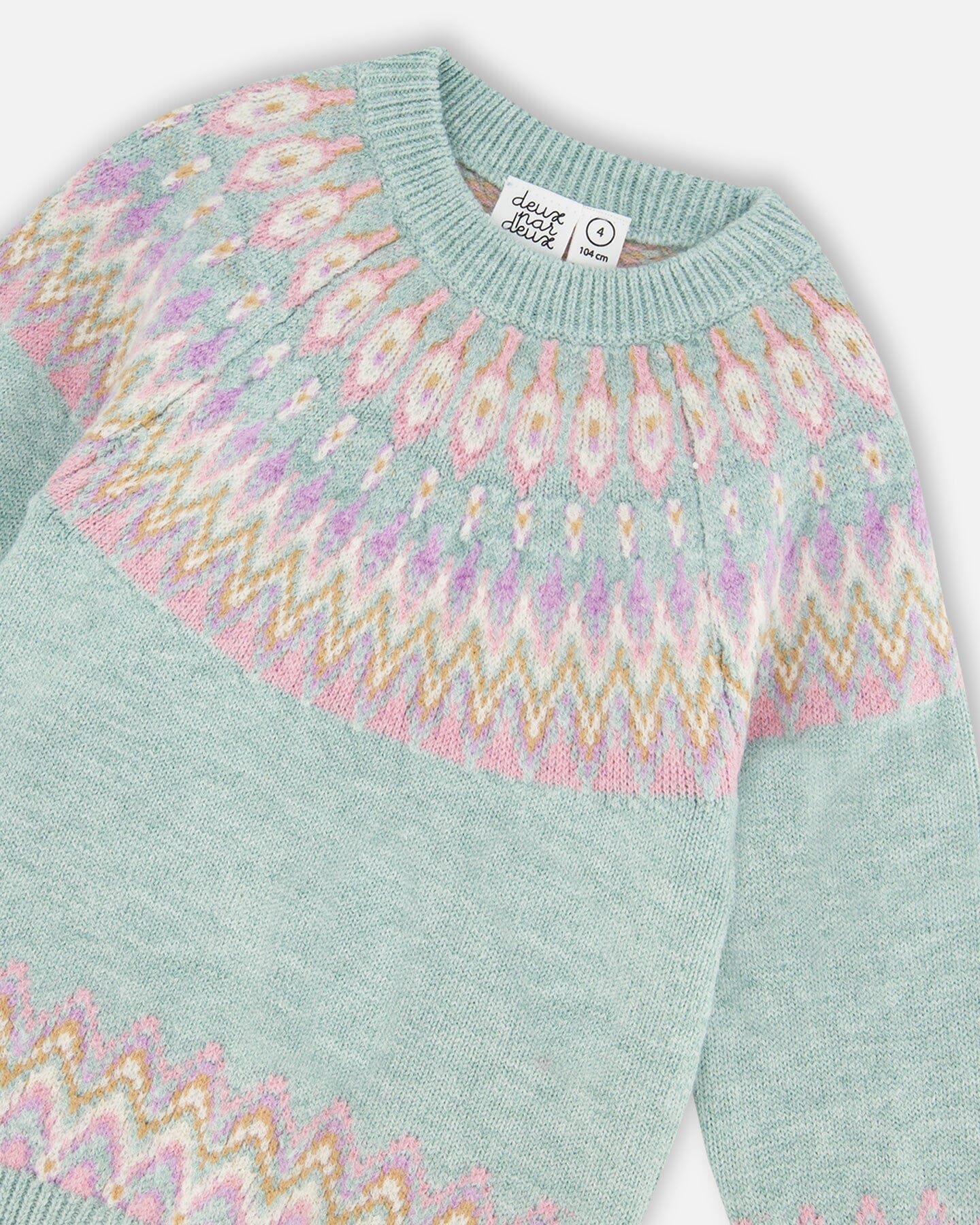 Sweater With Norwegian Jacquard Turquoise Blue
