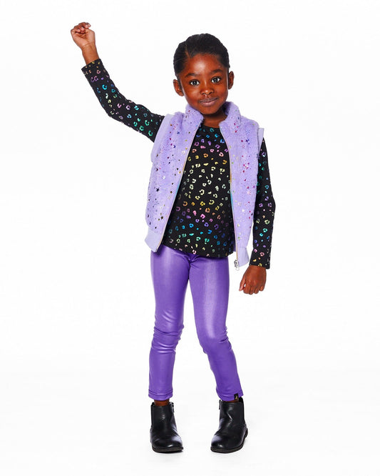 Shiny Stretch Leggings Purple