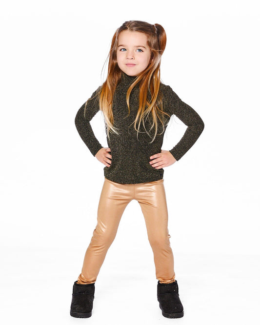 Stretch Shiny Leggings Golden Beige