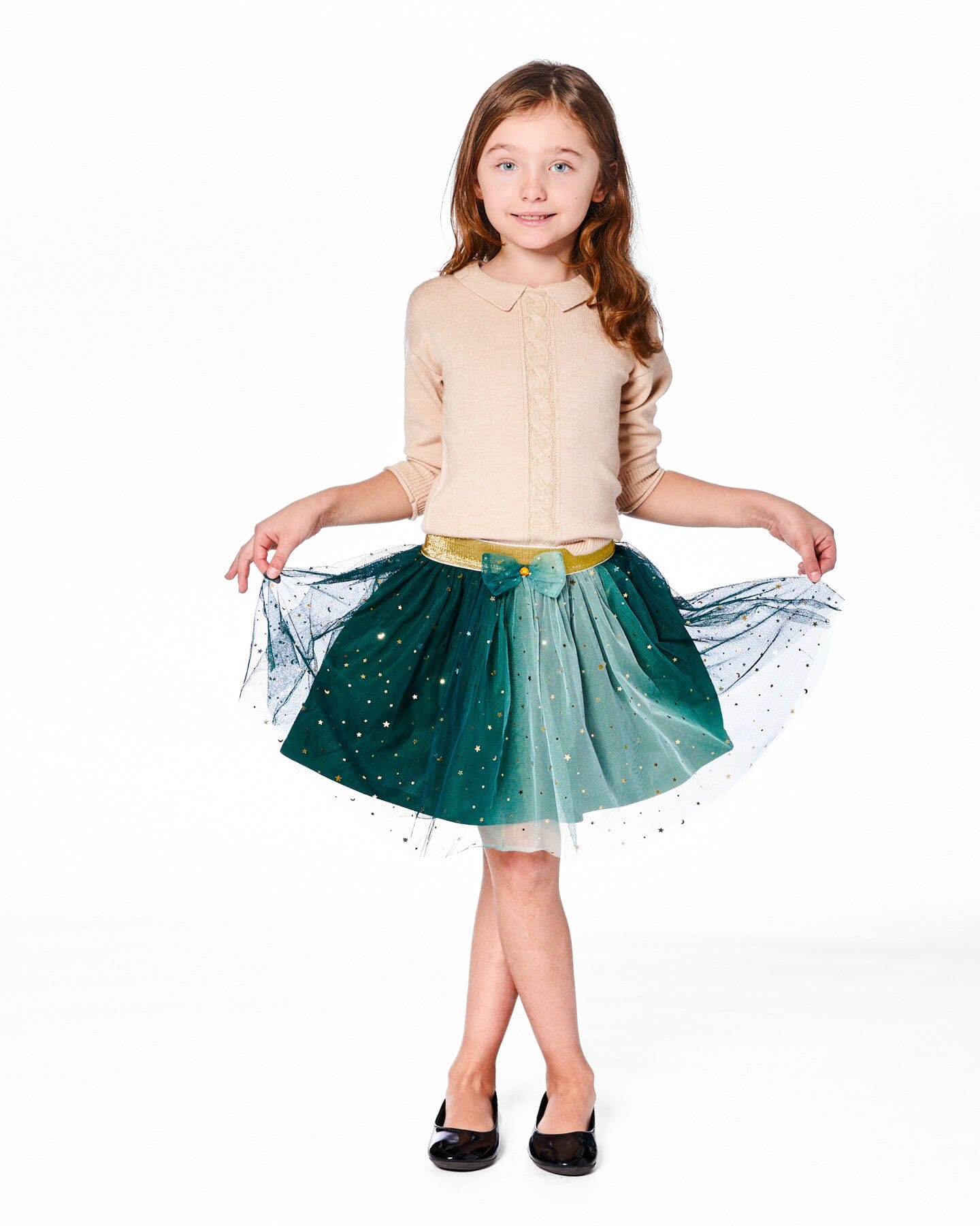 Mesh Skirt With Bow Forest Green