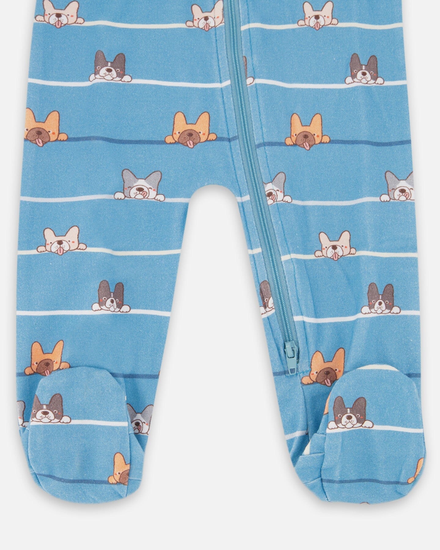 One-Piece Organic Cotton Pajama Blue Dog Print