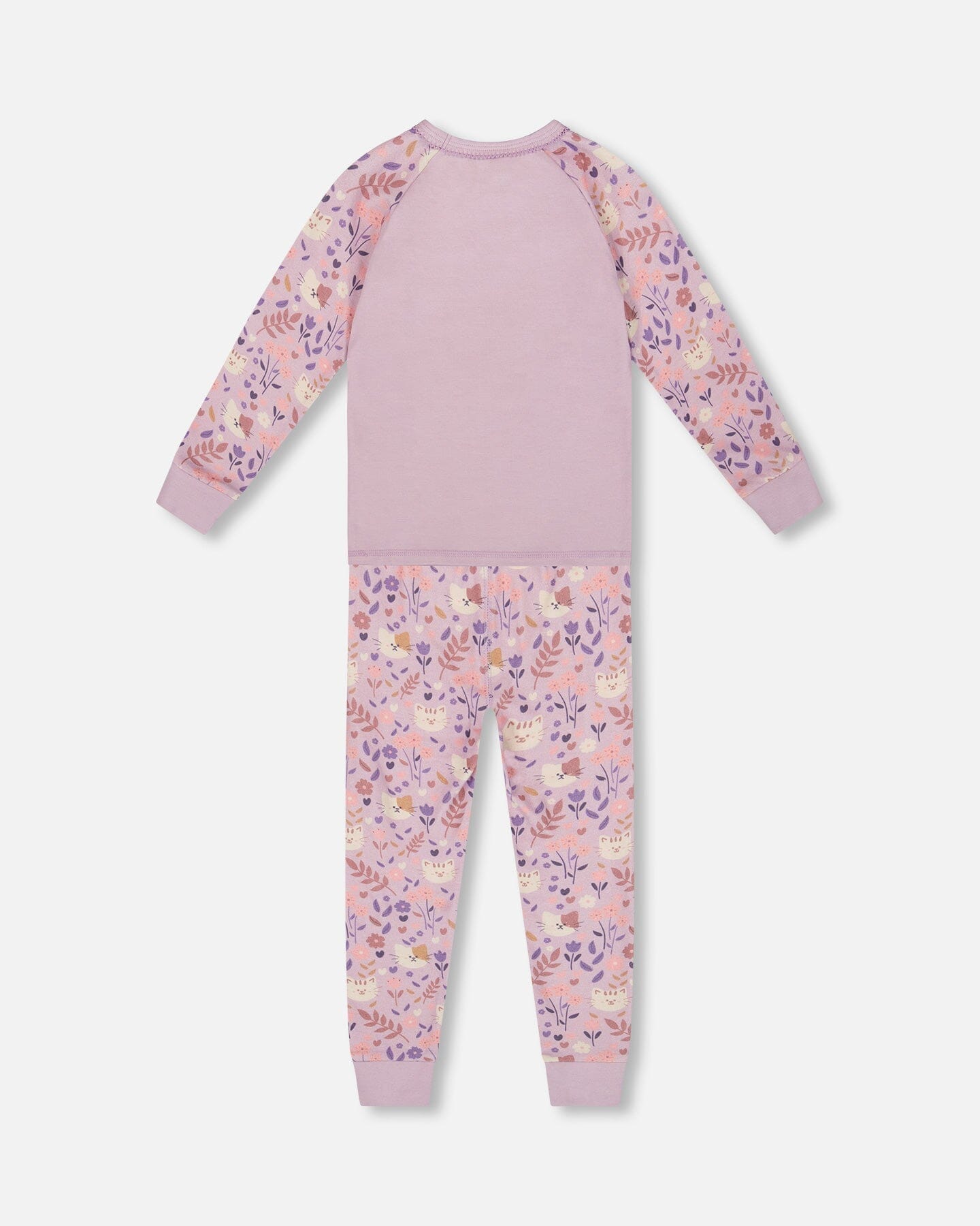 Organic Cotton Two-Piece Pajamas Lilac Cat Print