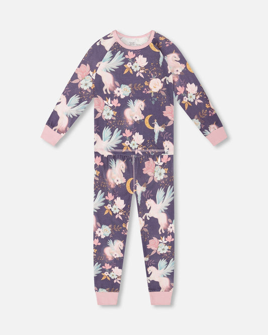 Organic Cotton Two-Piece Pajamas Watercolor Unicorns