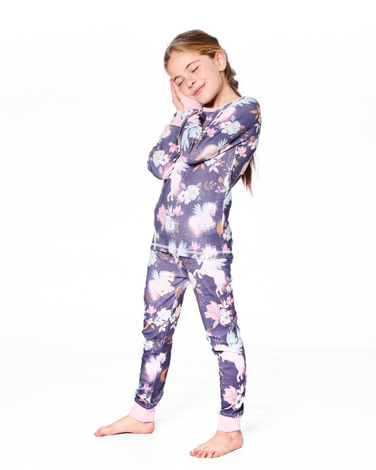 Organic Cotton Two-Piece Pajamas Watercolor Unicorns