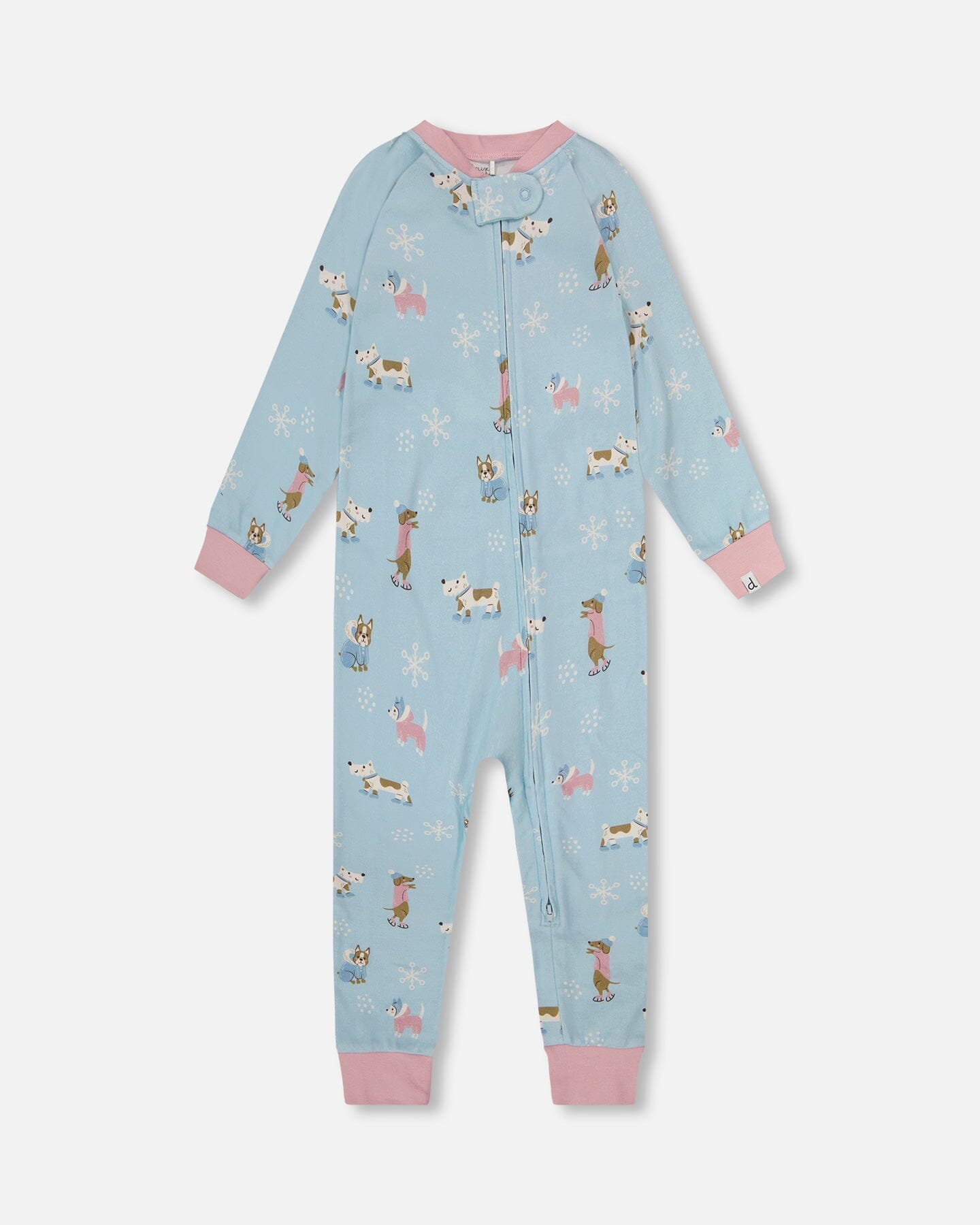 Organic Cotton Interlock One-Piece Pajama Blue Dog Print