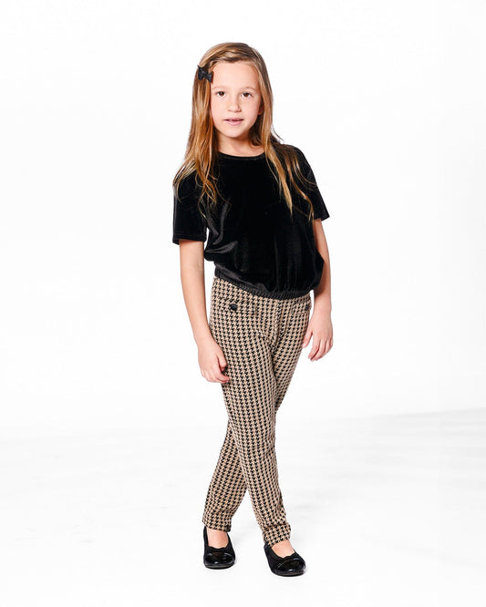 Short Sleeve Stretch Velour Top Black