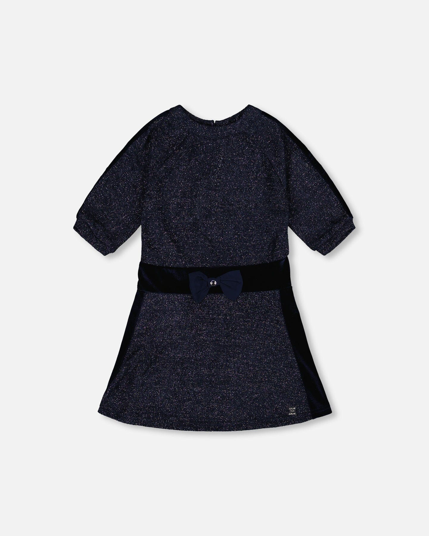 3/4 Sleeve Lurex Dress Navy Blue