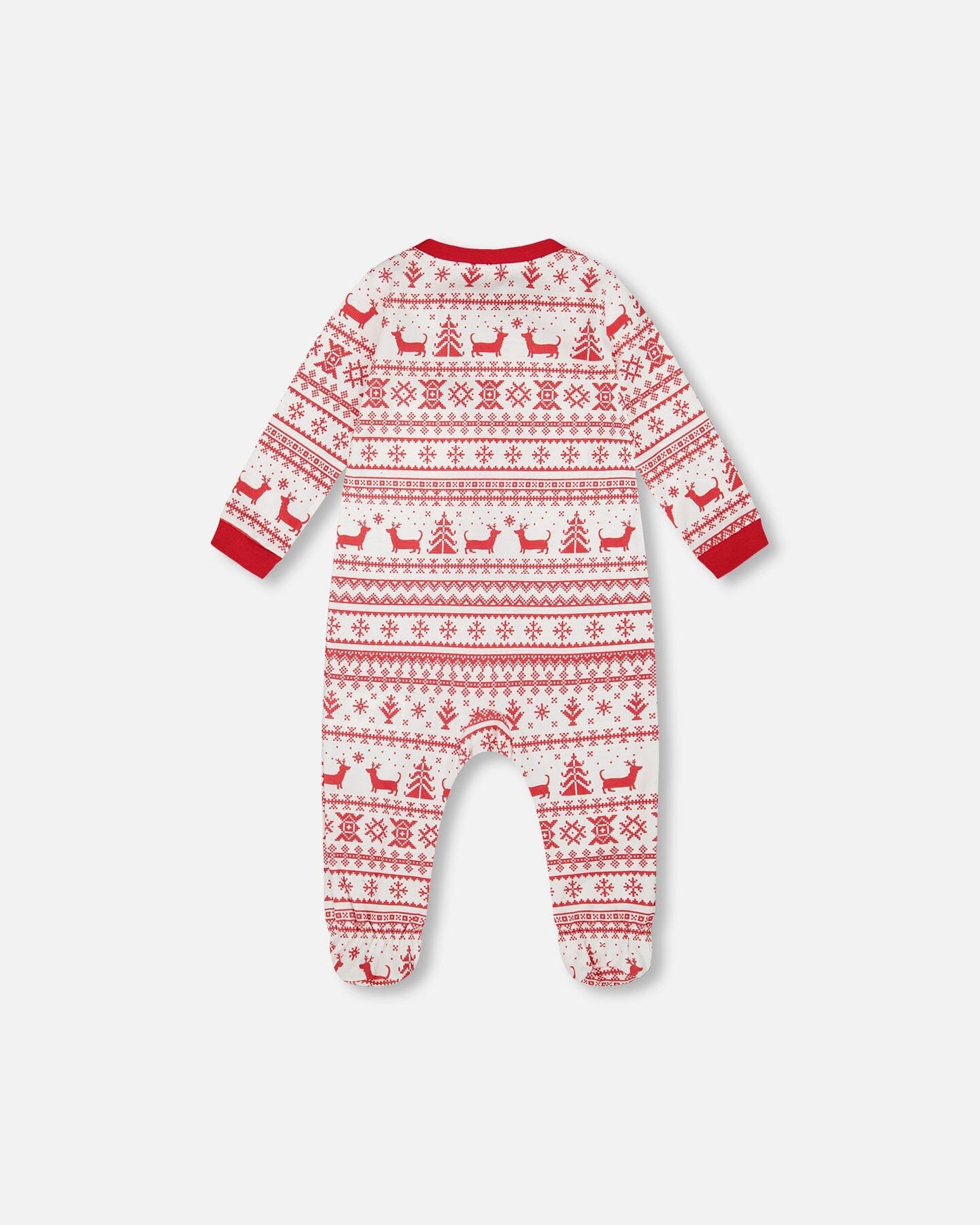 Organic Cotton Baby One-Piece Pajama Red And White Fairisle
