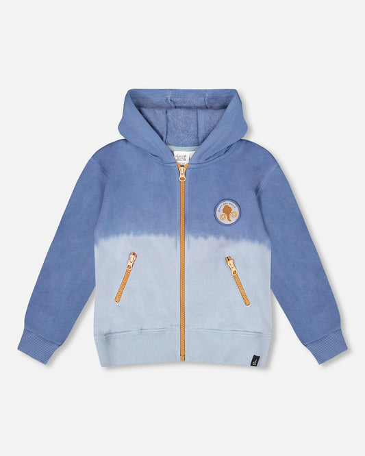 Full Zip Hooded Fleece Jacket Blue