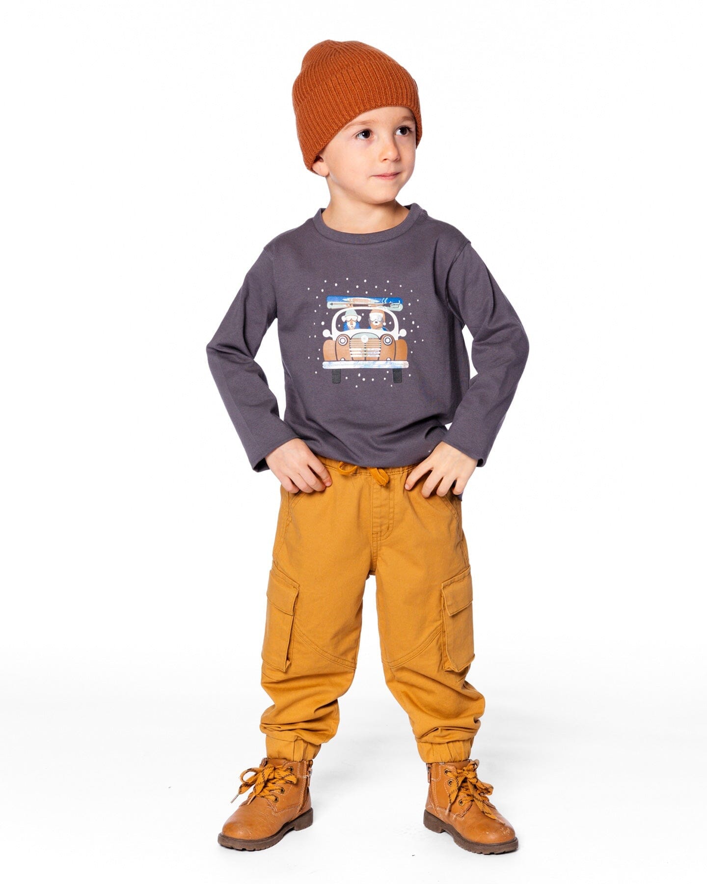 Long Sleeve Organic Cotton Jersey Tee Dark Gray