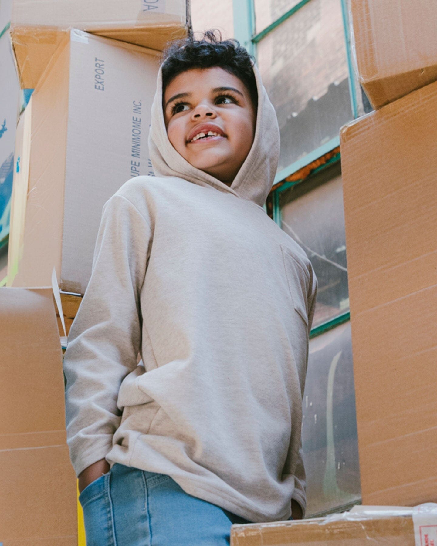 Long Sleeve Super Soft Brushed Jersey Hooded Tee Heather Beige