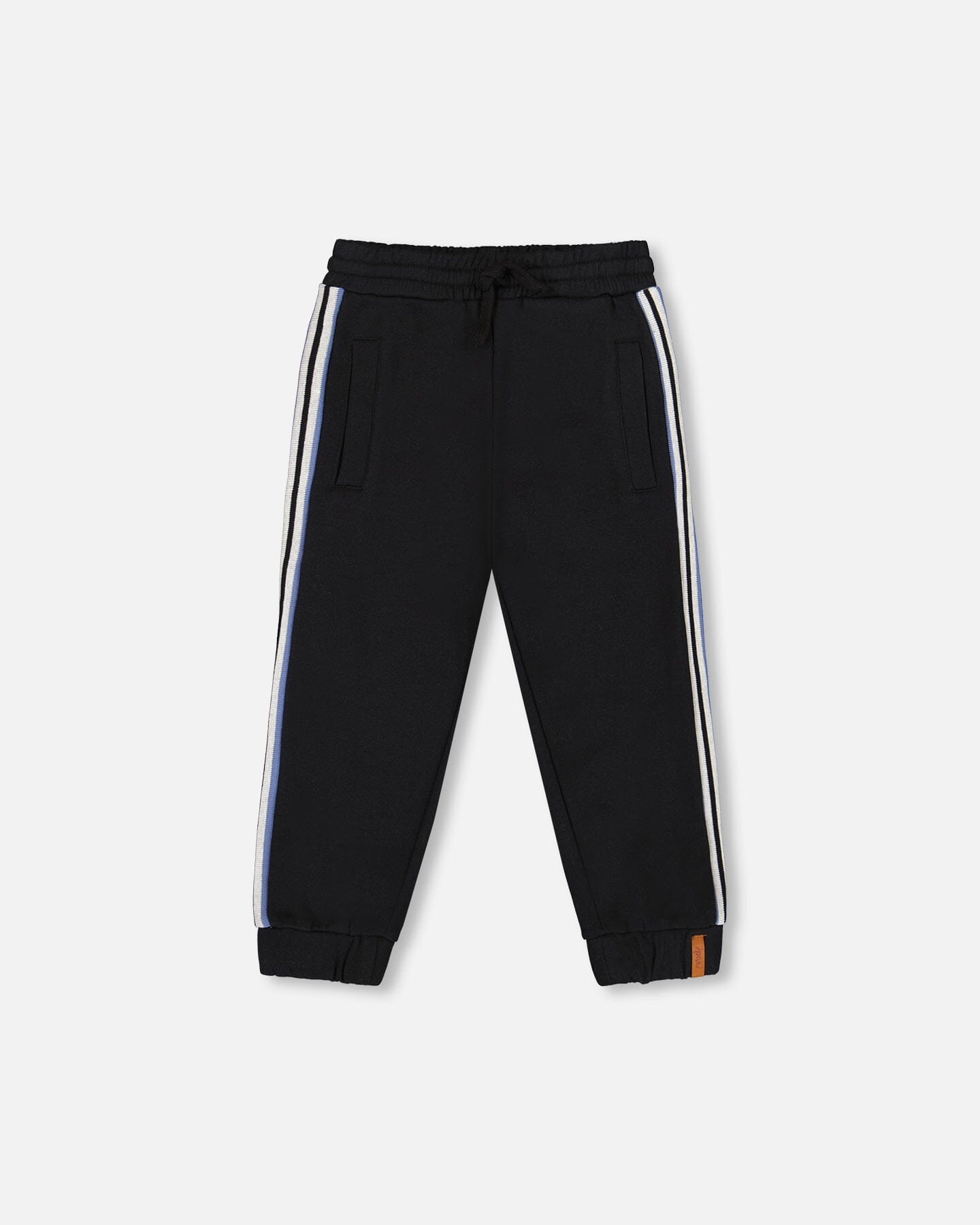 Fleece Sweatpants With Side Stripes Black