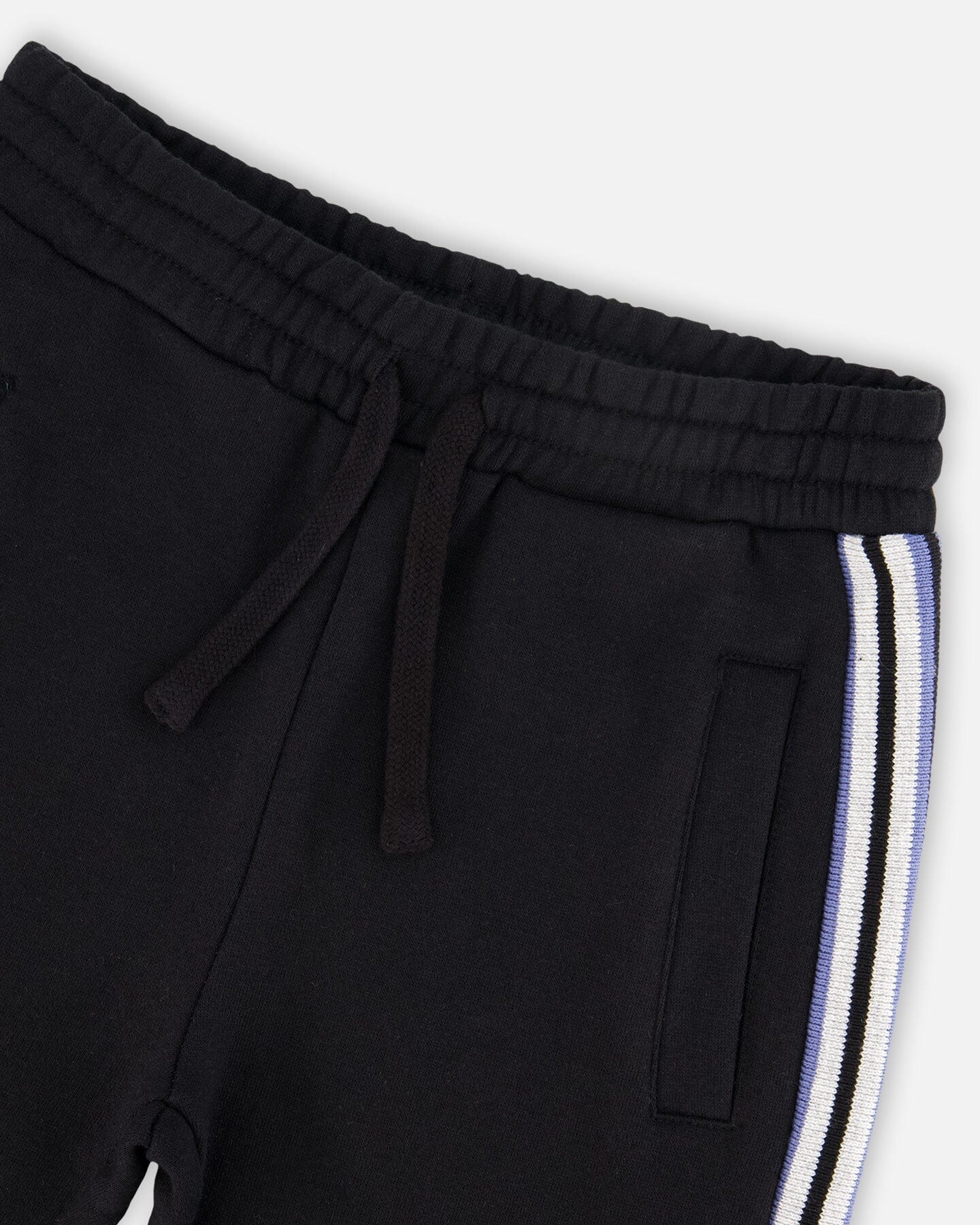 Fleece Sweatpants With Side Stripes Black