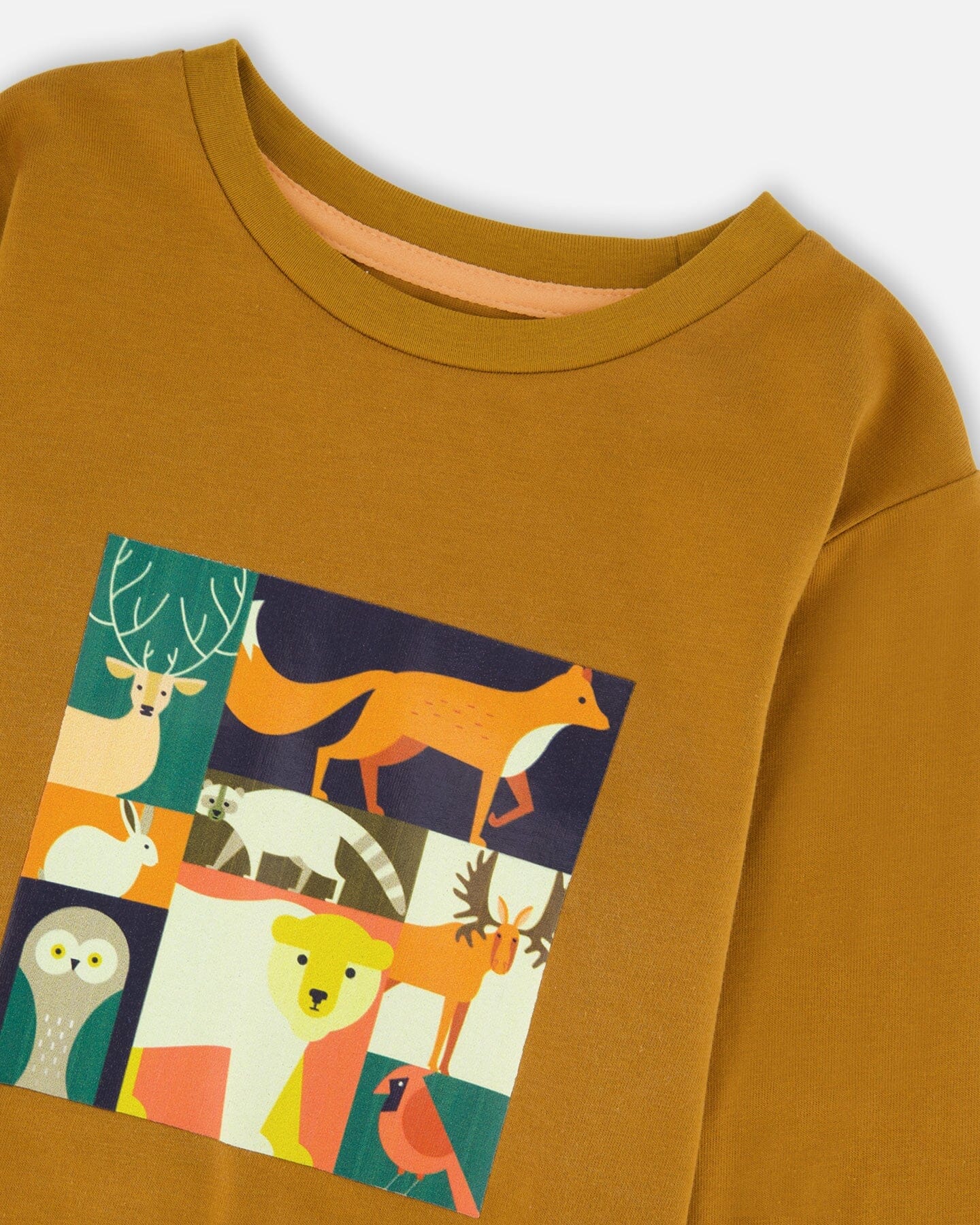 Long Sleeve Cotton Jersey Tee Shirt Orange Brown