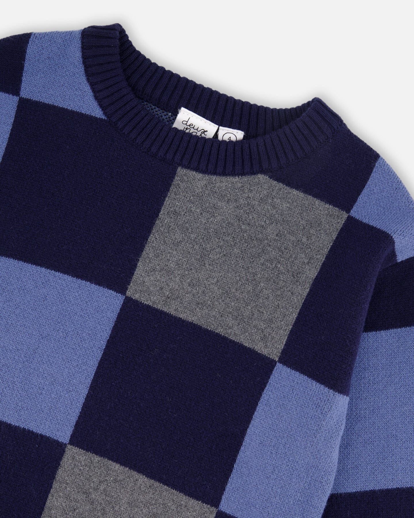 Knit Sweater Blue Checkered