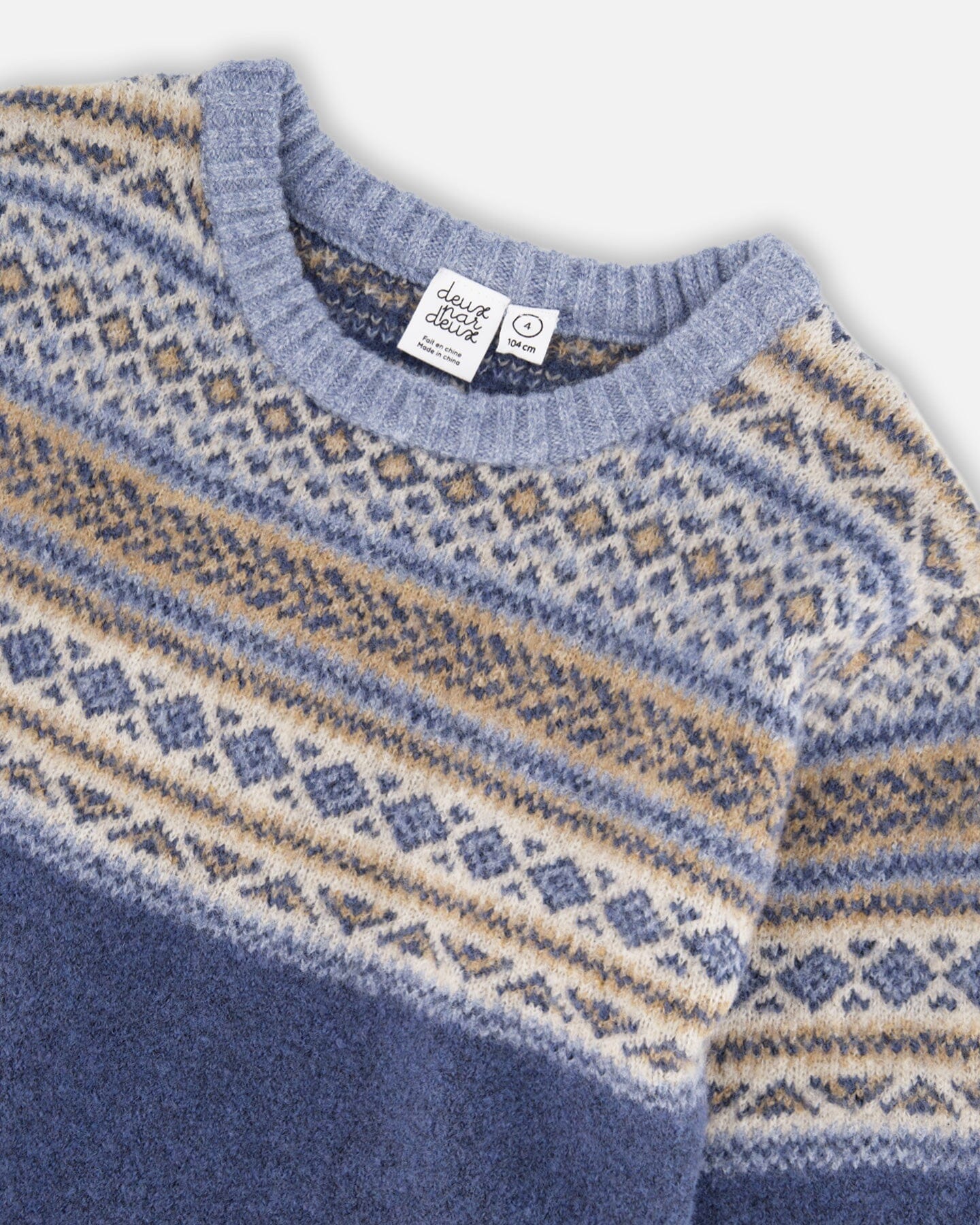 Norwegian Jacquard Knit Sweater Blue And Cream