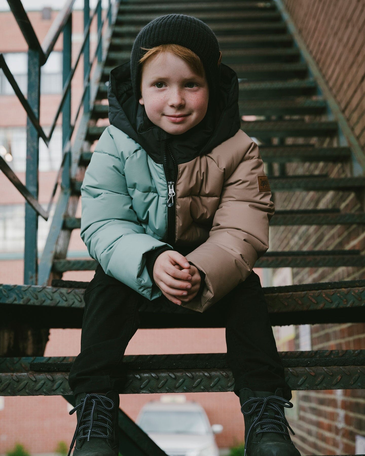 Colorblocked Puffy Winter Coat Black