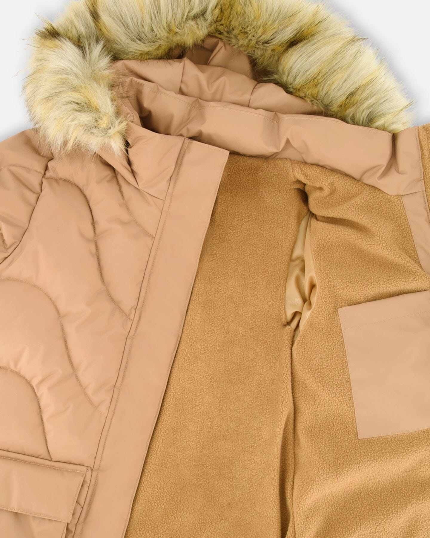 Long Wavy Quilt Puffy Winter Coat Chanterelle