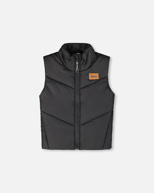 Quilted Mid-Season Sleeveless Vest Black