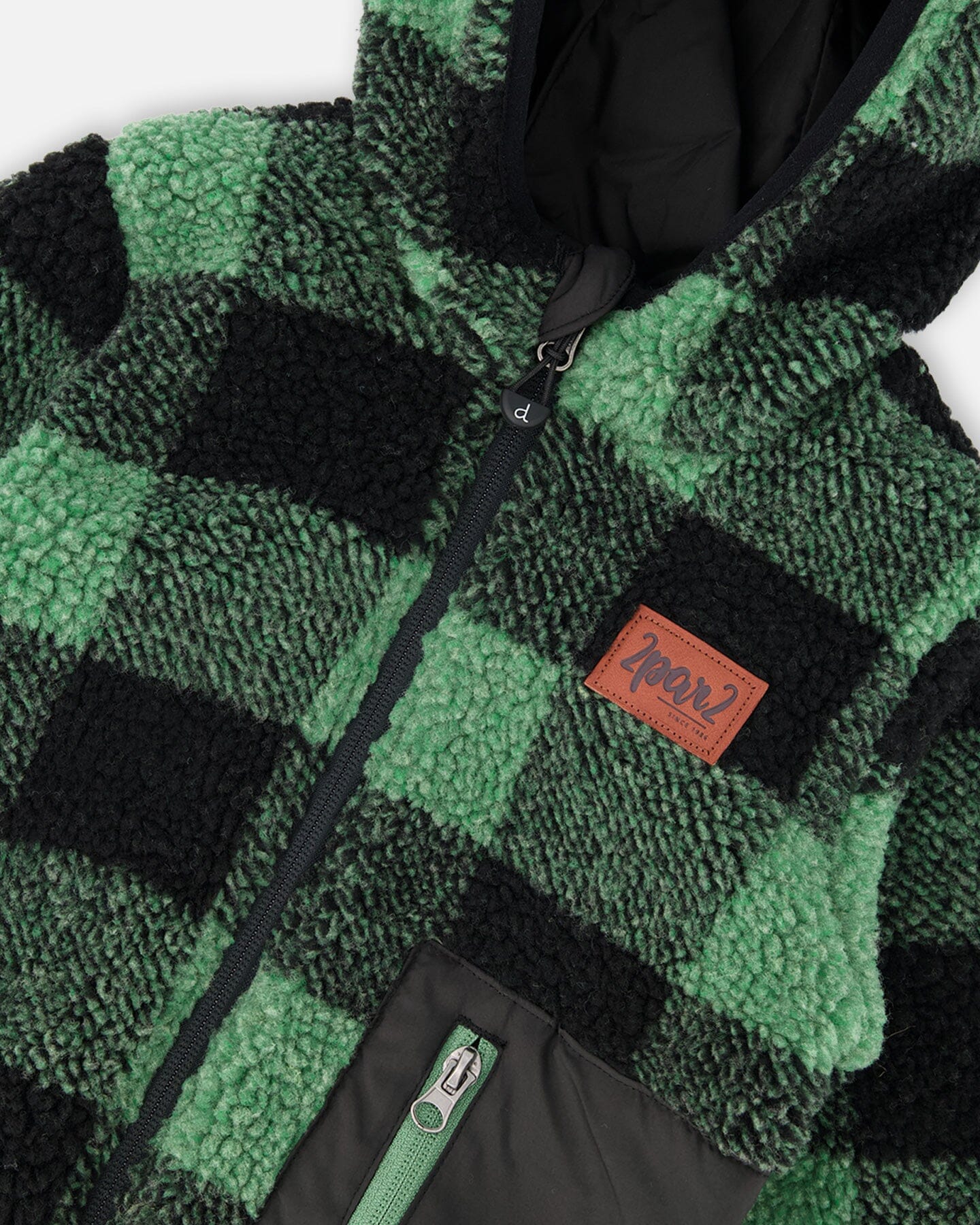 Reversible Mid-Season Sherpa Jacket Teal Plaid