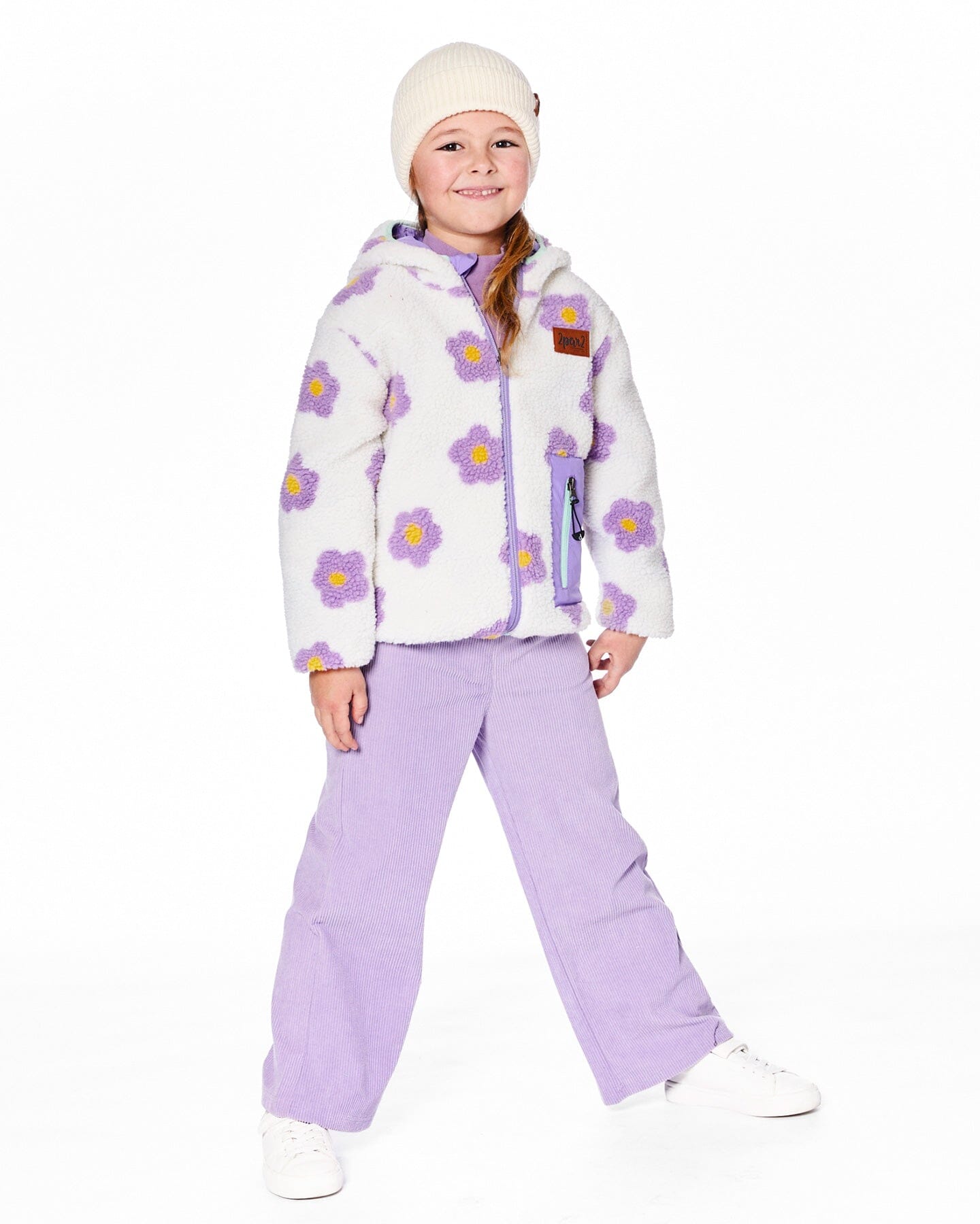 Reversible Mid-Season Sherpa Jacket Lavender Flower