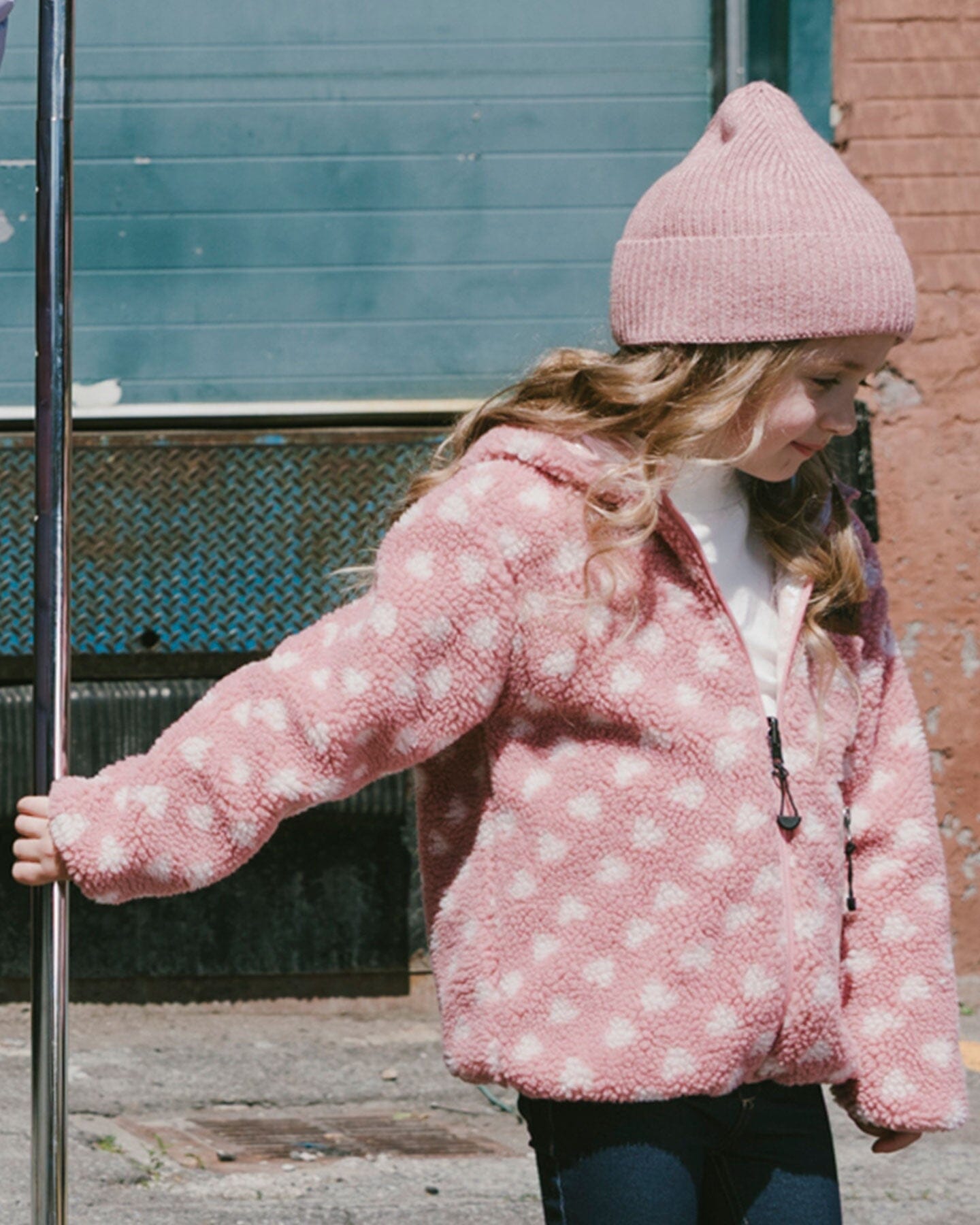 Reversible Mid-Season Sherpa Jacket Pink Heart