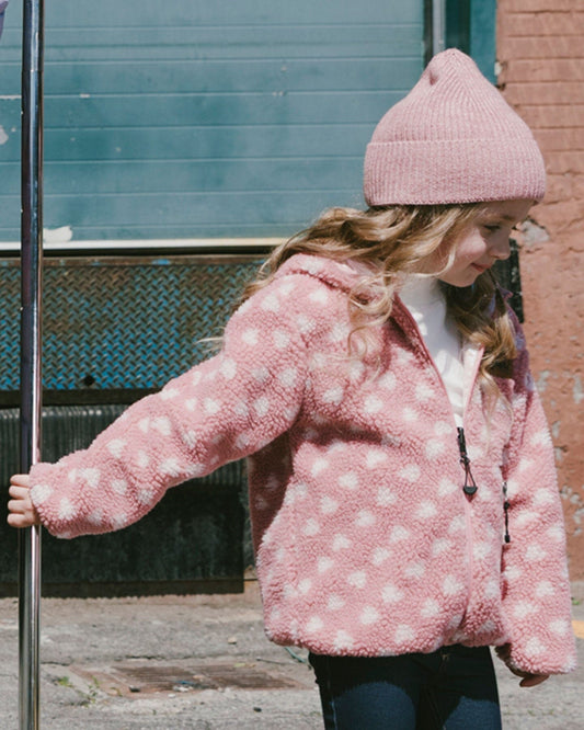 Reversible Mid-Season Sherpa Jacket Pink Heart