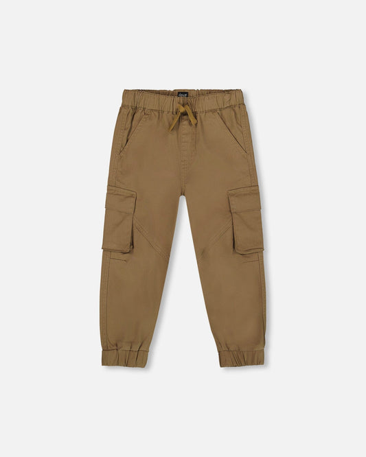 Twill Jogger Cargo Pants In Taupe