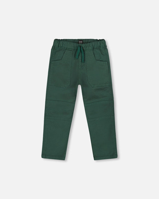 Twill Jogger Pants With Patch Pockets Forest Green