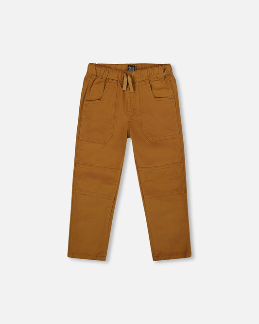 Twill Jogger Pants With Patch Pockets Brown
