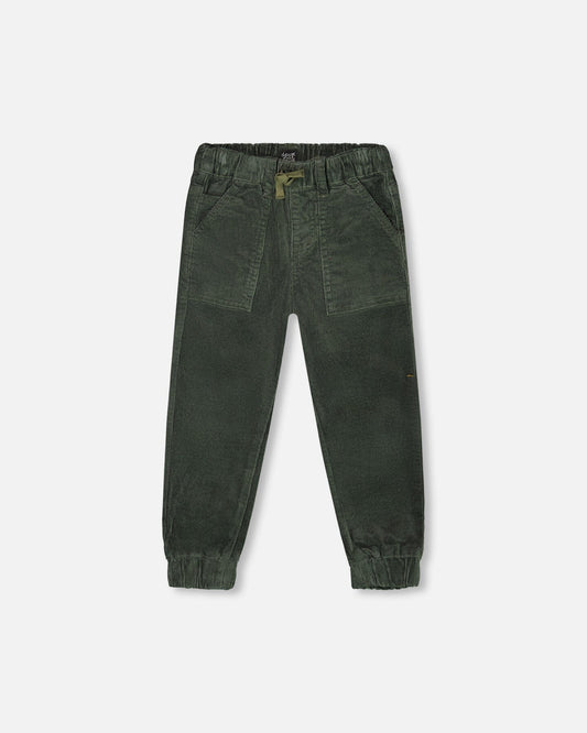 Stretch Corduroy Jogger Pants Forest Green