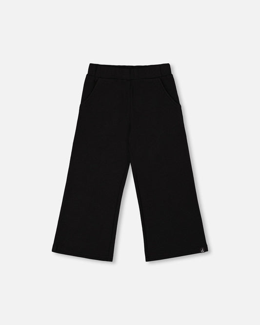 Waffle Flare Leg Pants Black