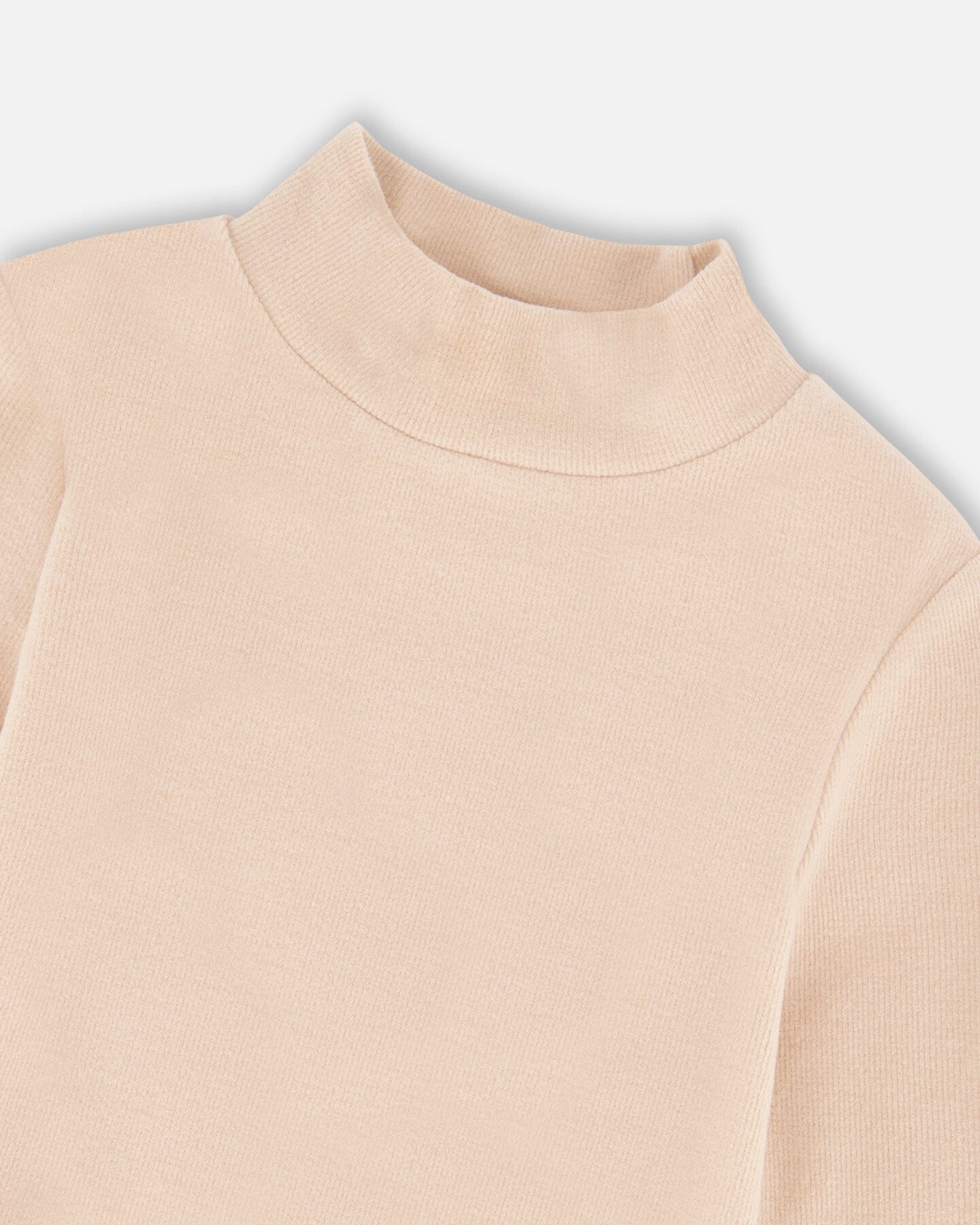 Super Soft Ribbed Mock Neck Top Light Caramel