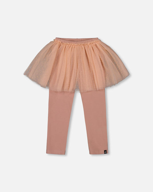 Leggings With Tulle Skirt Dusty Pink