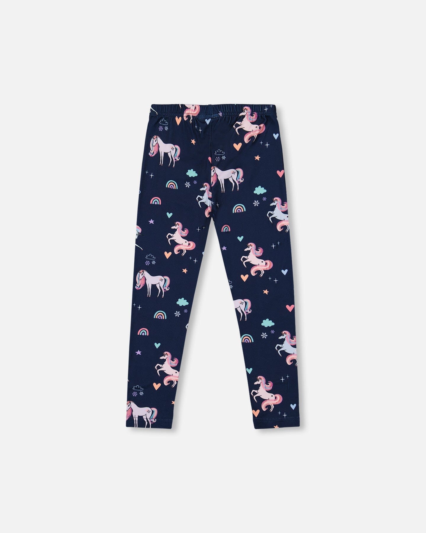 Stretch Jersey Leggings Navy Unicorn Print
