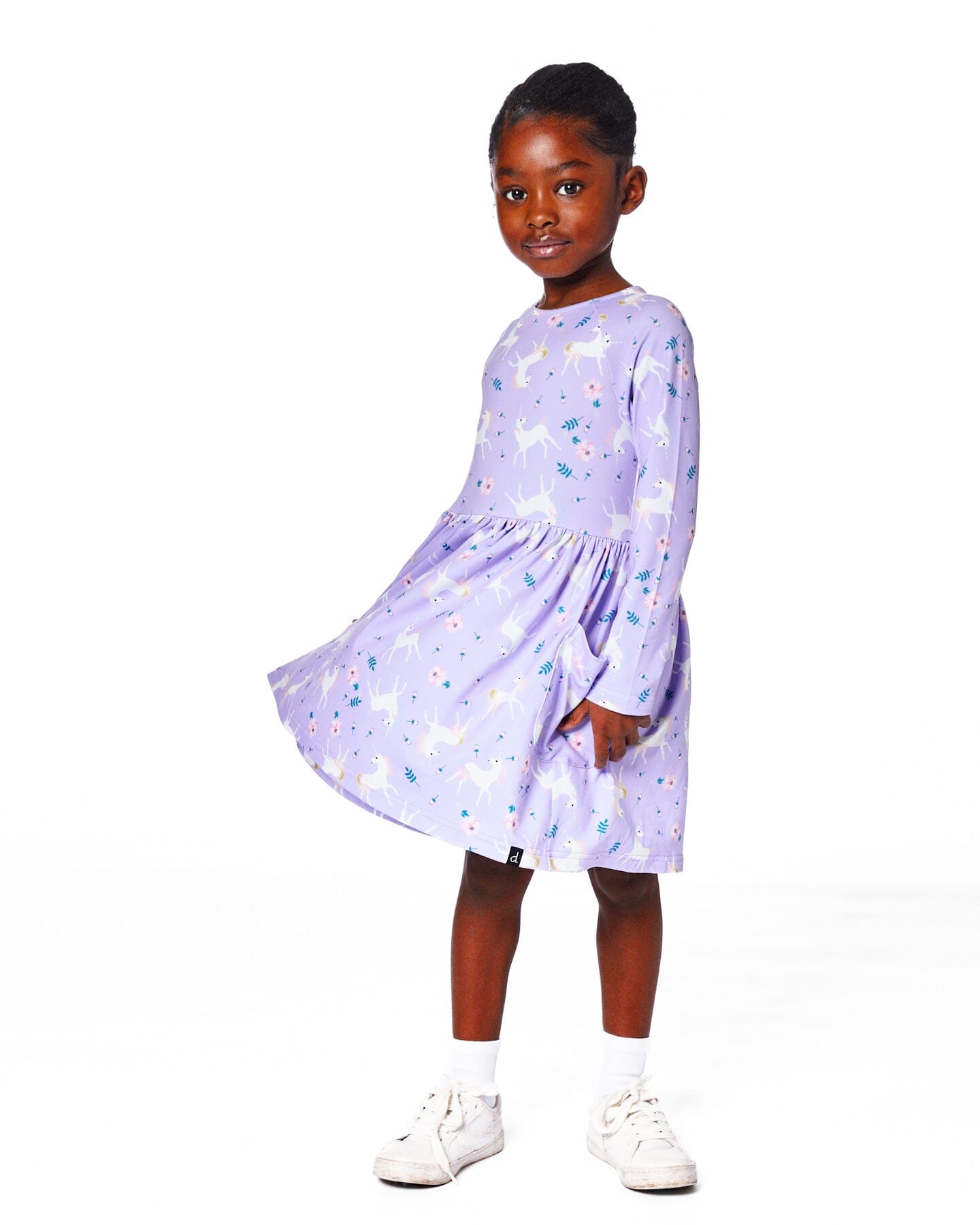 Jersey Dress With Pockets Lilac Unicorn Print