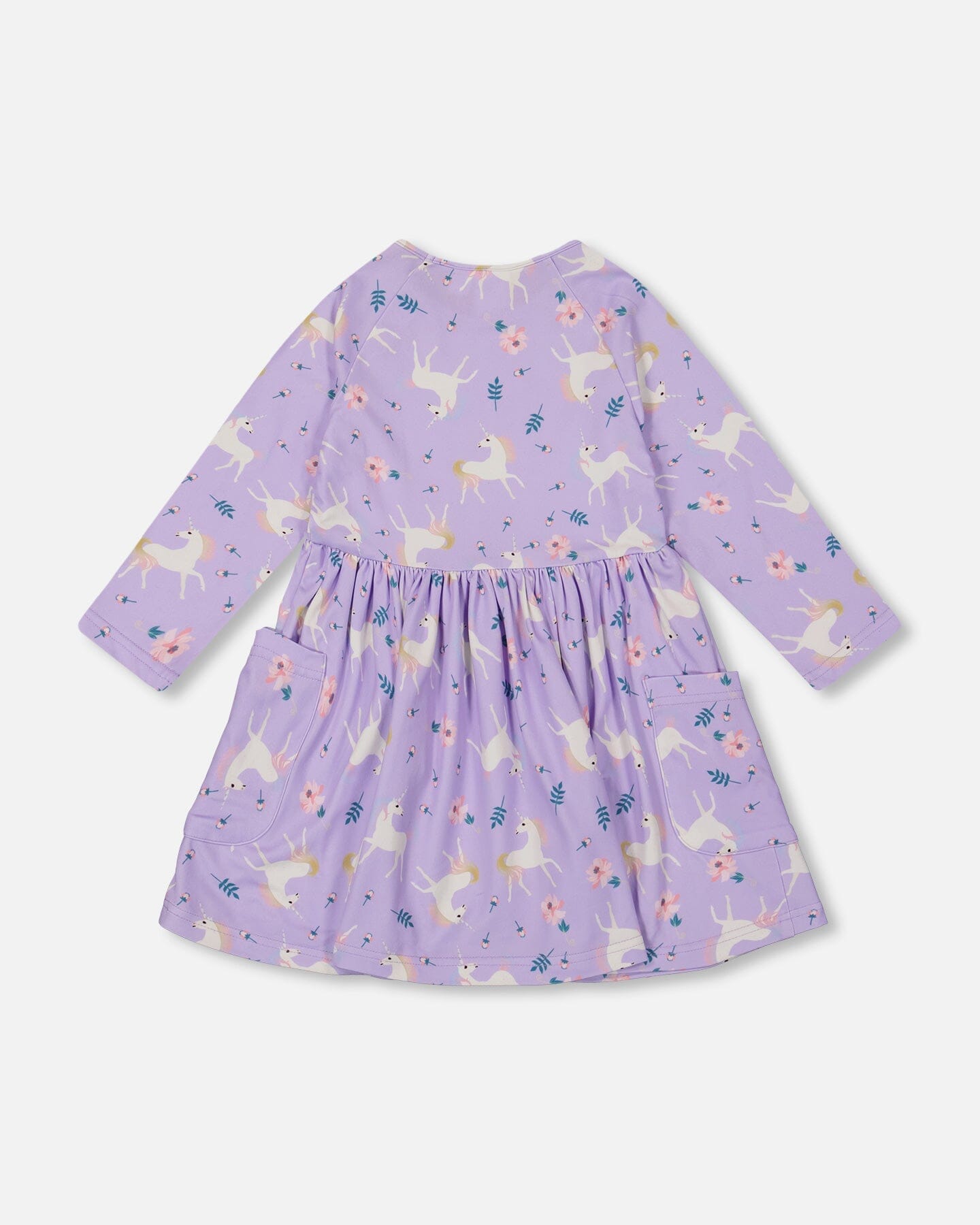 Jersey Dress With Pockets Lilac Unicorn Print