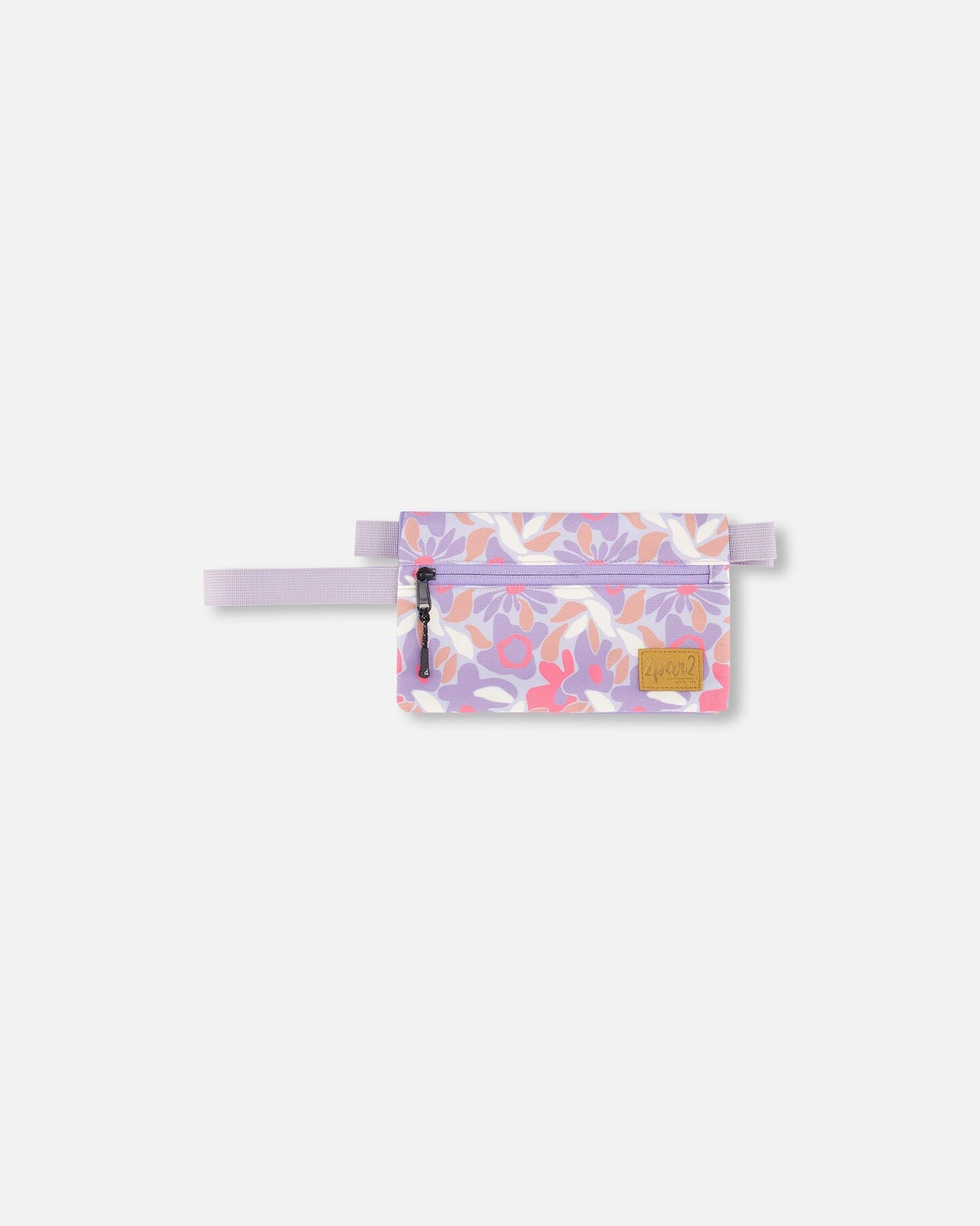Double Pencil Case Lilac Retro Flower Print