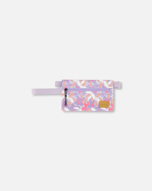 Double Pencil Case Lilac Retro Flower Print